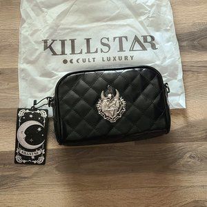 KILLSTAR NWT ZIPPERED MAKEUP BAG SMALL CLUTCH PURSE QUILTED STUD HANDBAG